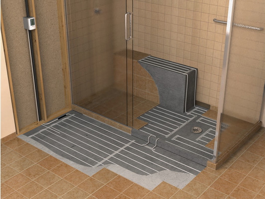 heated shower floor and bench